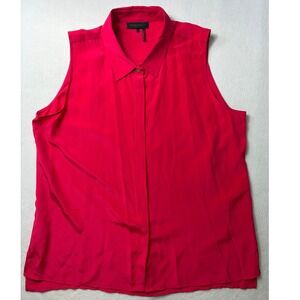 Donna Karan New York 100% Silk Sleeveless Blouse Pink Minimalist Quiet Luxury L